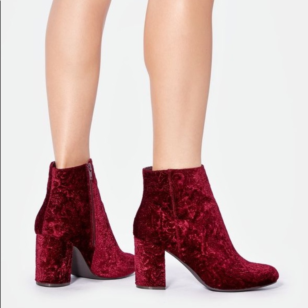 Just Fab Burgundy Loreida Heeled Bootie - Picture 2 of 7